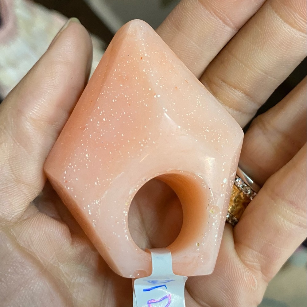 Peach swirl marble Cocktail costume Superpower resin ring handmade OOAK chunky 8 - Picture 3 of 6